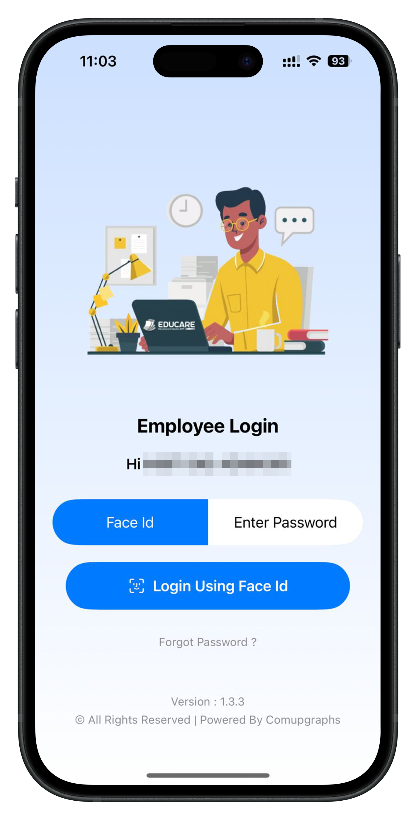 Educare365 mobile app dashboard for Management